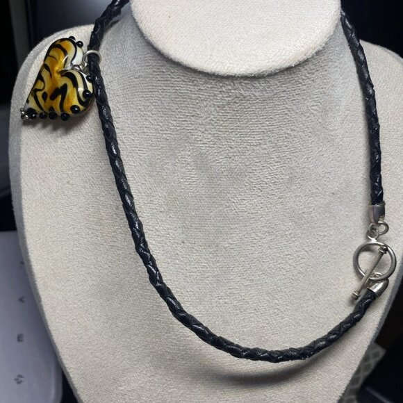 FNA 925 Sterling Silver Murano Style Lampwork Glass Heart Pendant - Picture 6 of 12